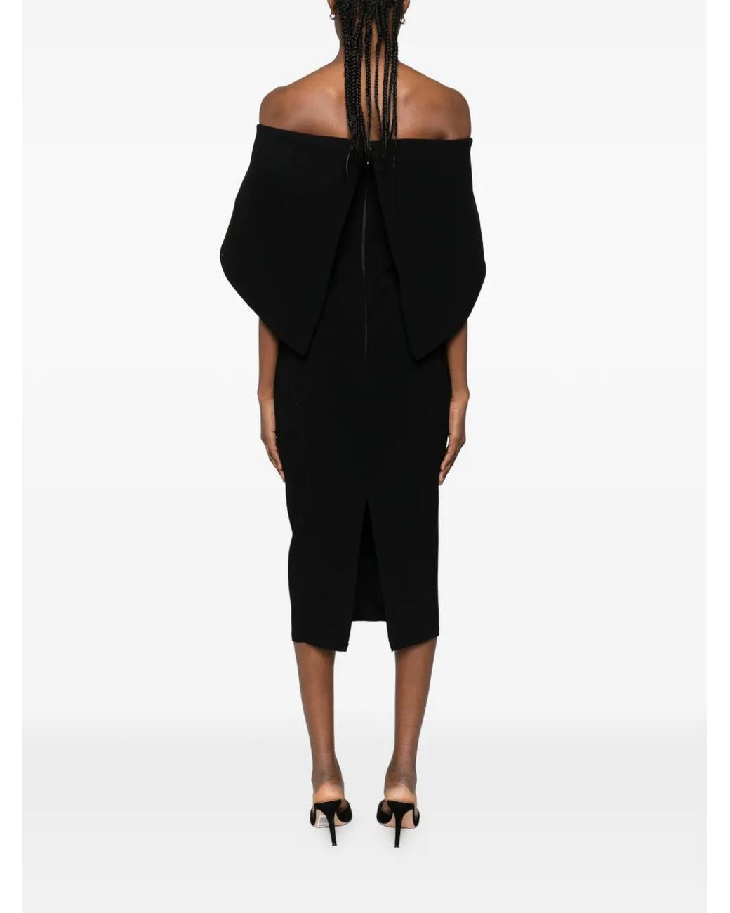 MITILIANE COUTURE Black Asymmetric-Bust Midi Dress