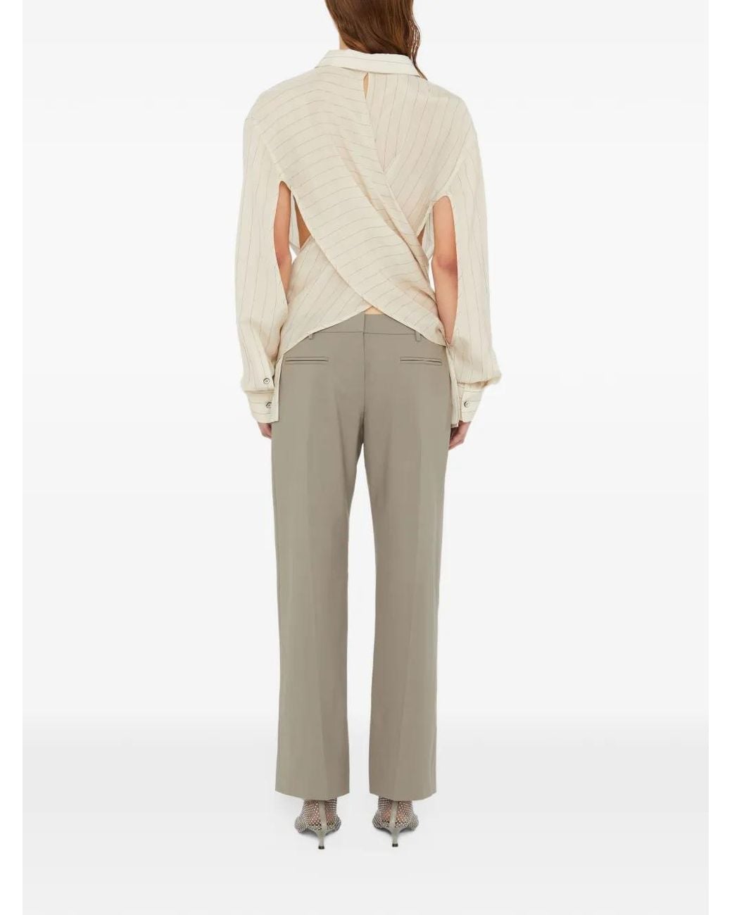 Christopher Esber Natural Pinstripe Draped Shirt