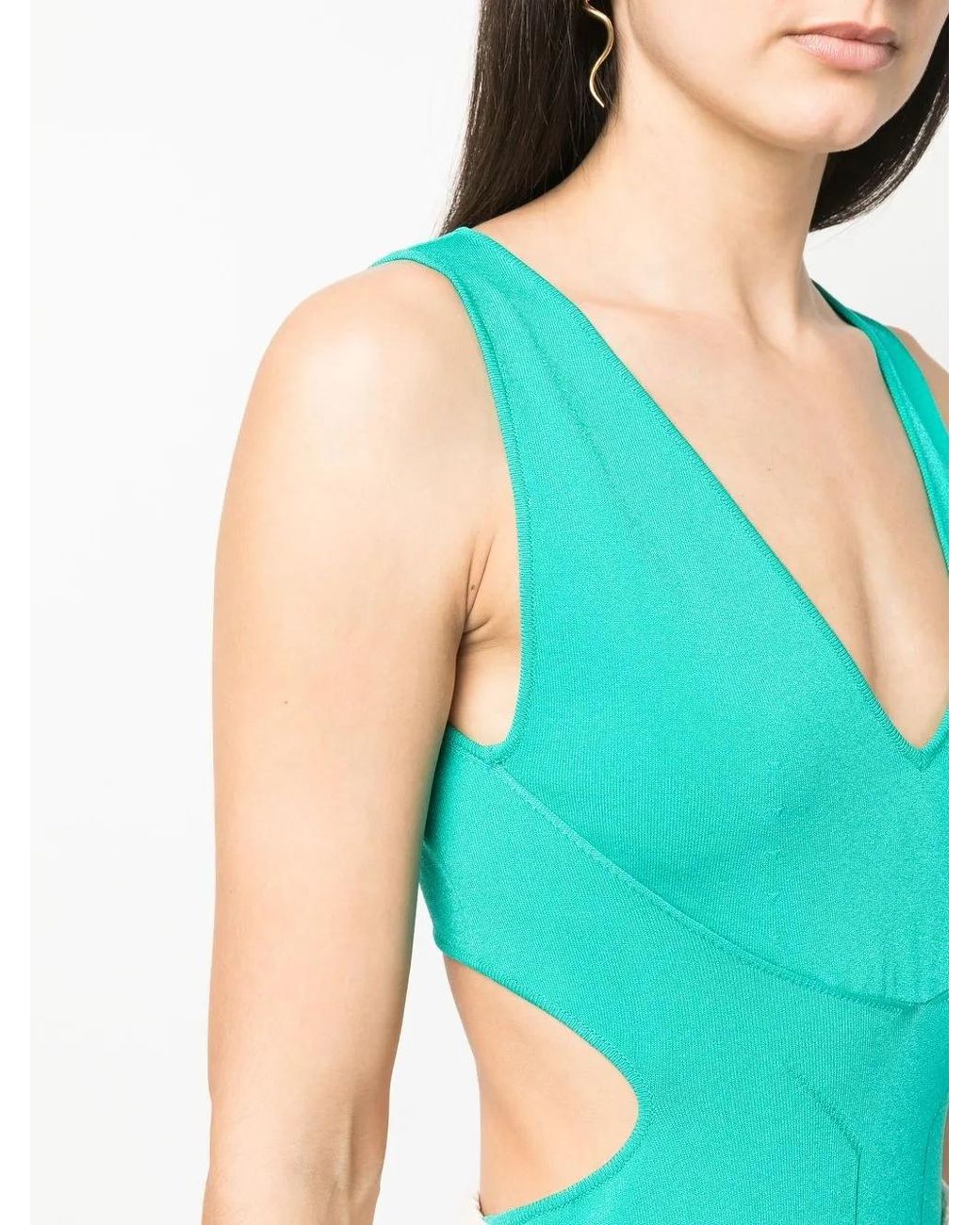 Alberta Ferretti Blue Cut-Out Sleeved Knit Top