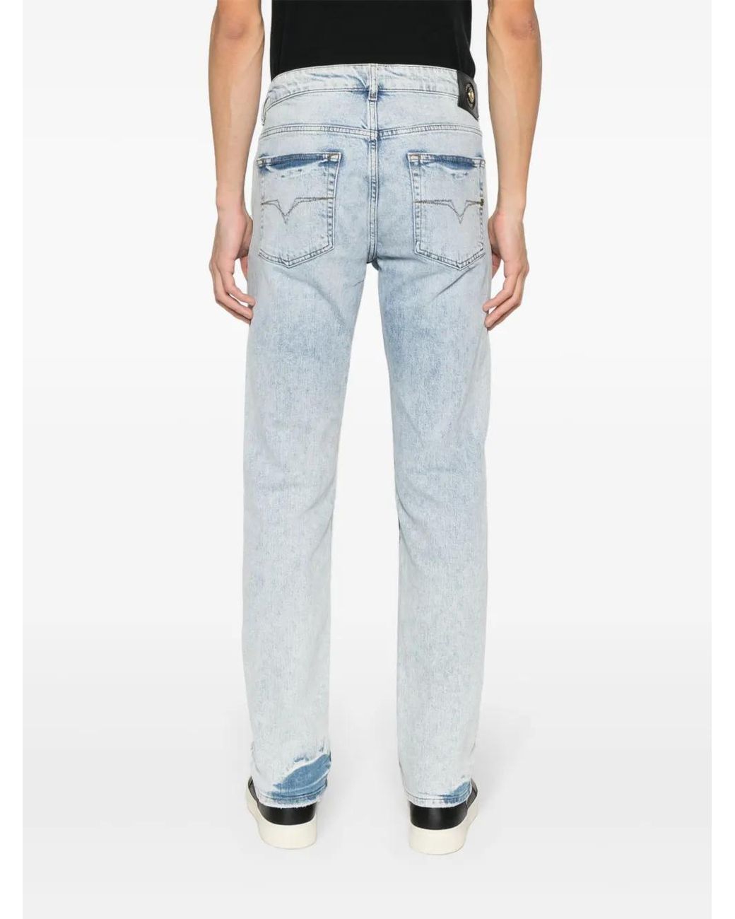 Versace Jeans Couture Blue Mid-Rise Straight-Leg Jeans for men