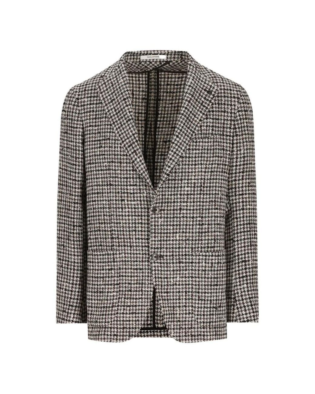 Tagliatore Gray Houndstooth-Pattern Single-Breasted Blazer for men
