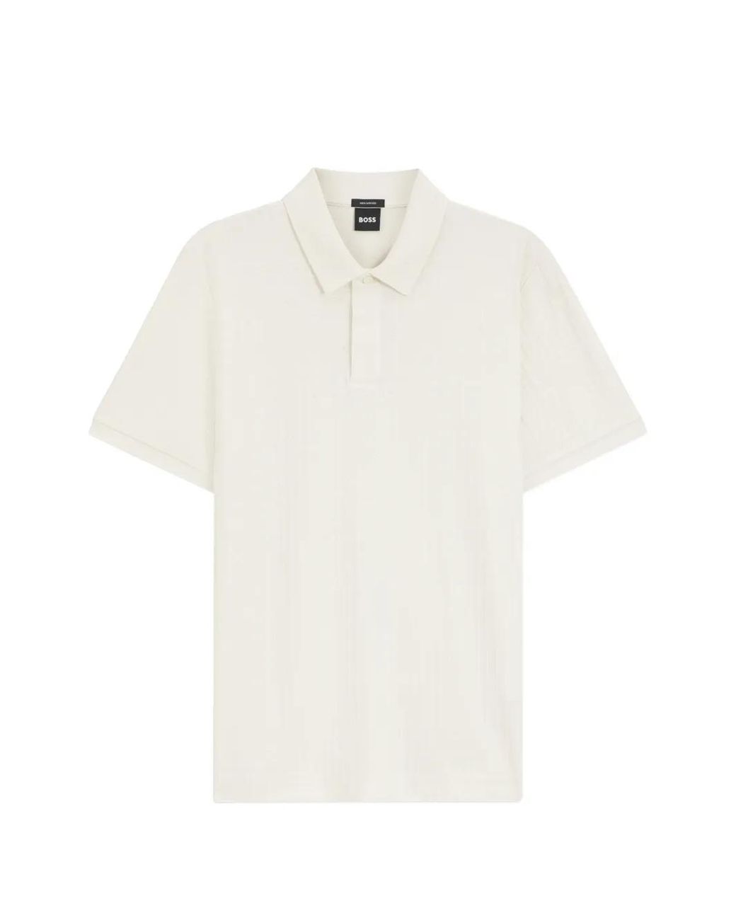Boss White Geometric-Jacquard Polo Shirt for men