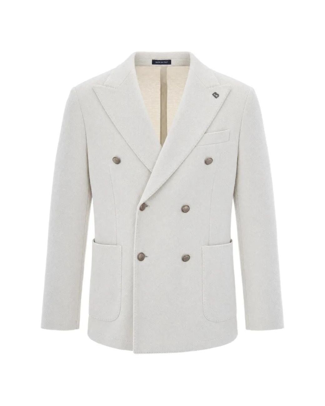BRERAS Milano White Double-Breasted Peaked-Lapel Jacket for men