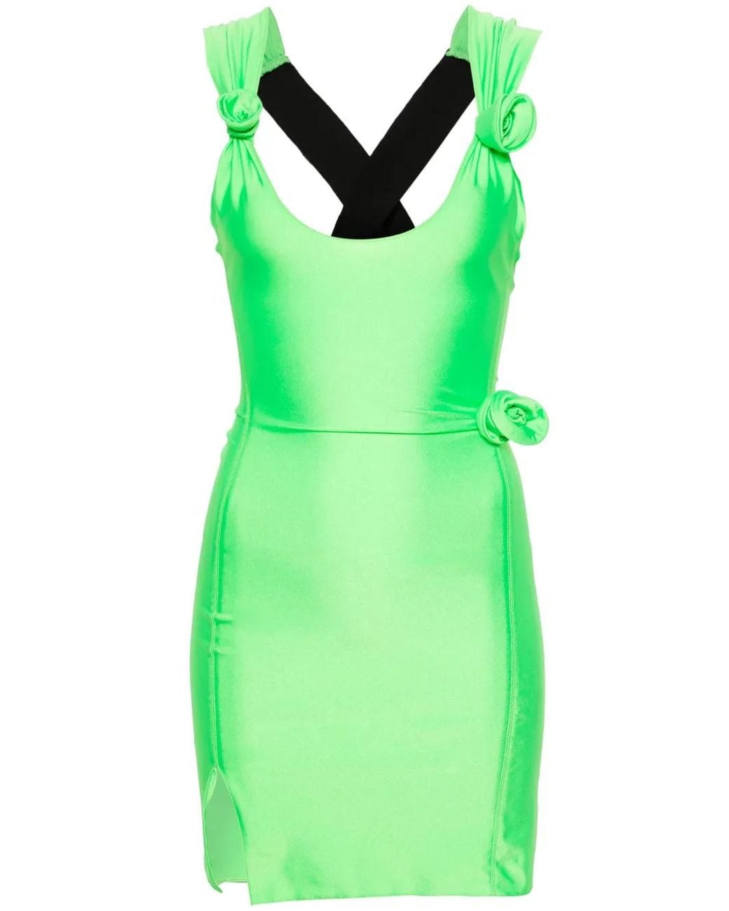Coperni Green Floral-Appliqué Mini Dress