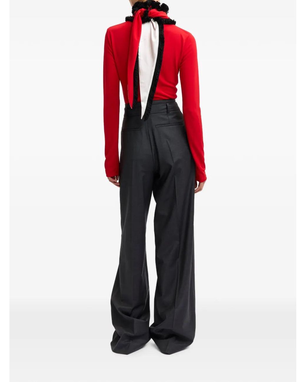 16Arlington Red Jori Fringe-Trimmed Top