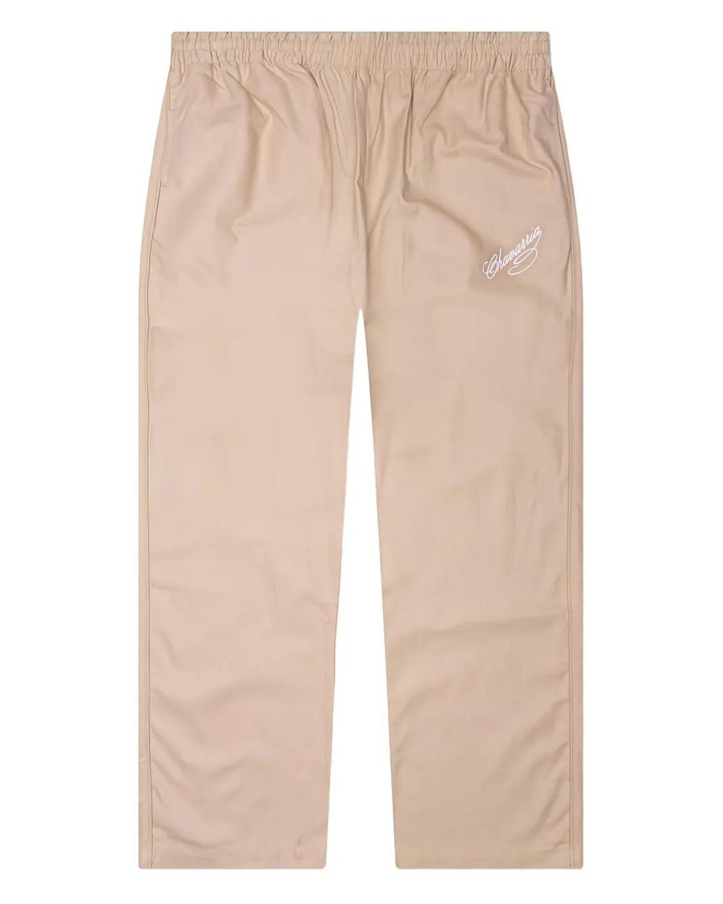 Willy Chavarria Natural Embroidered Elasticated Trousers for men