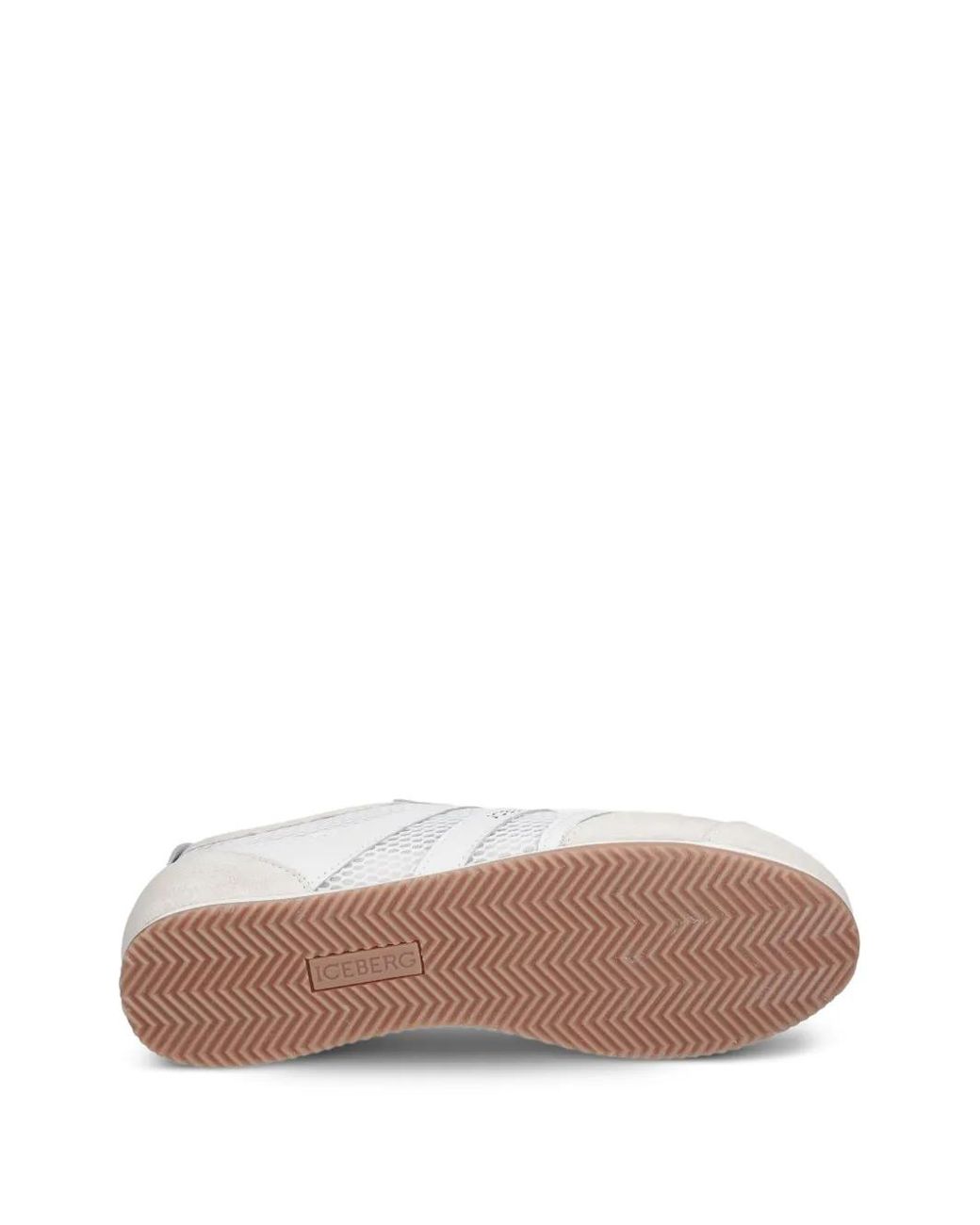 Iceberg White Snoot Mesh-Panelled Suede Sneakers