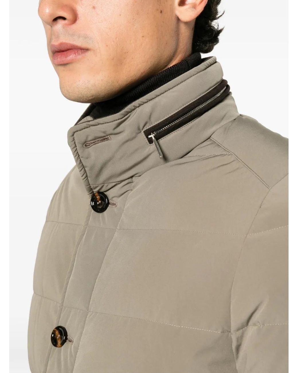 Moorer Brown Quilted Button-Front Jacket for men