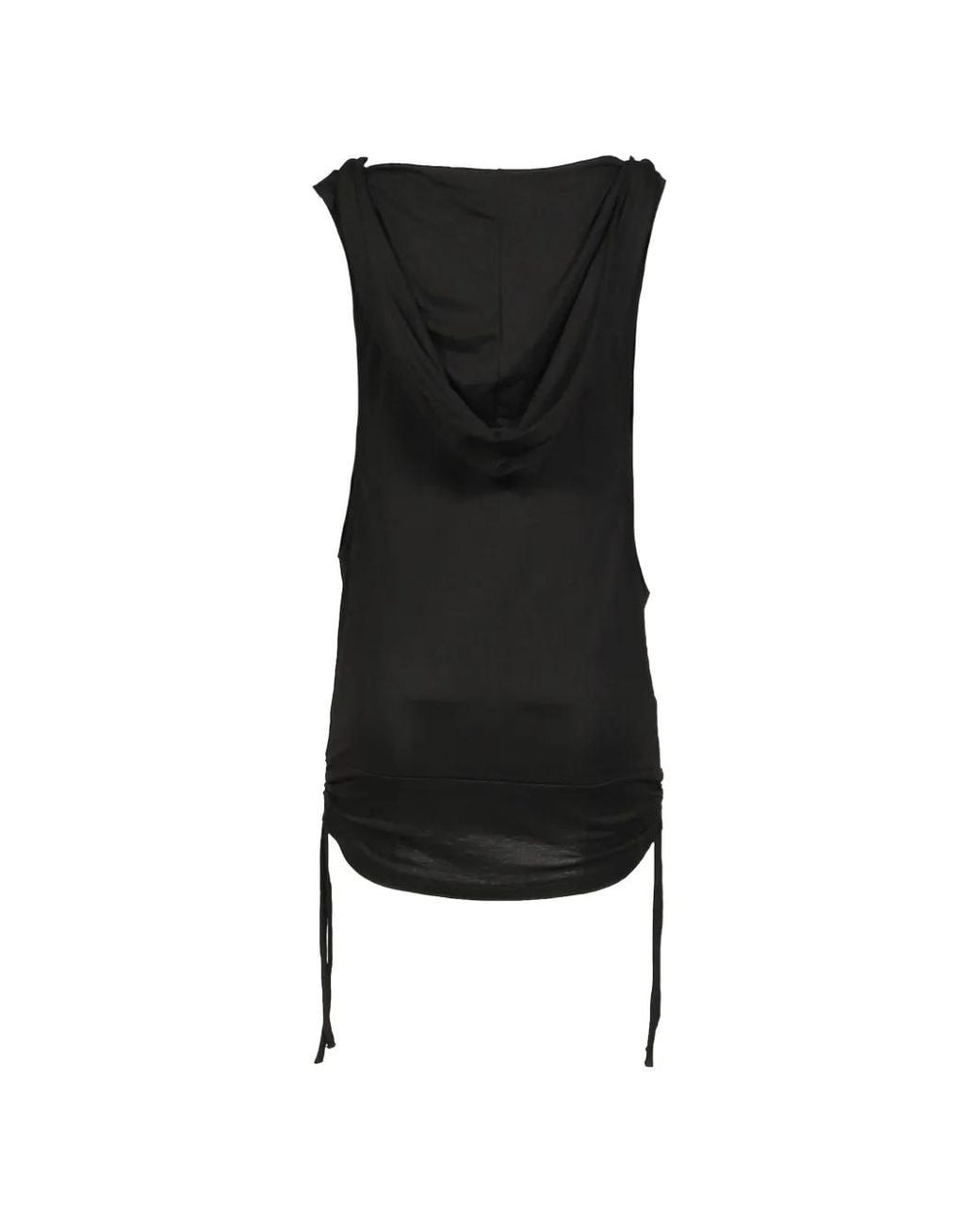 BOHEMSEO Black Cowl-Neck Sleeveless Hoodie
