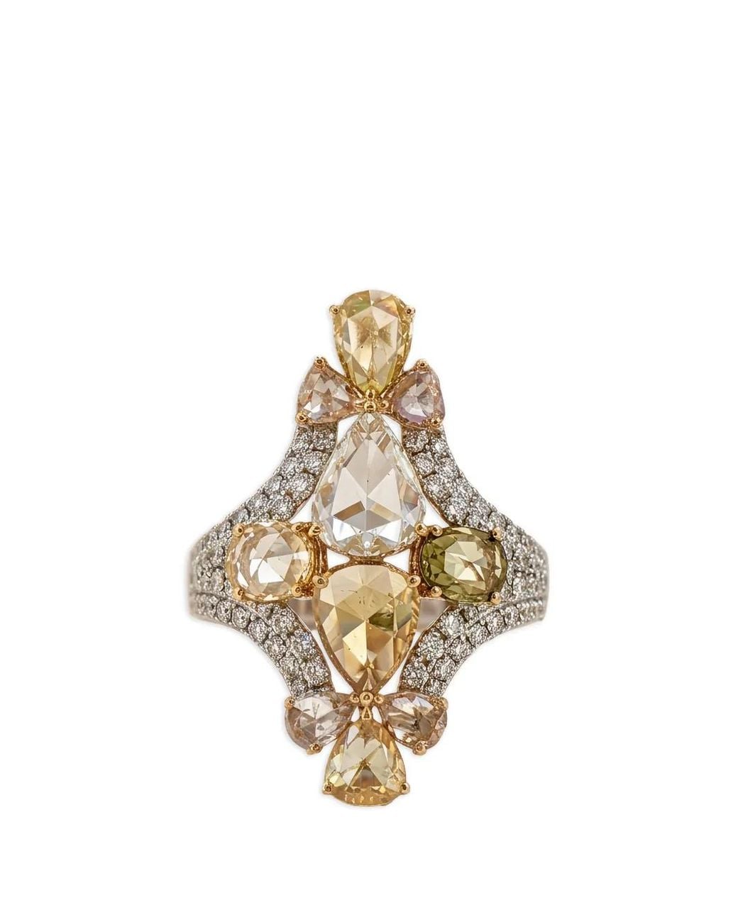 HYT Jewelry Metallic Floral Diamond Ring