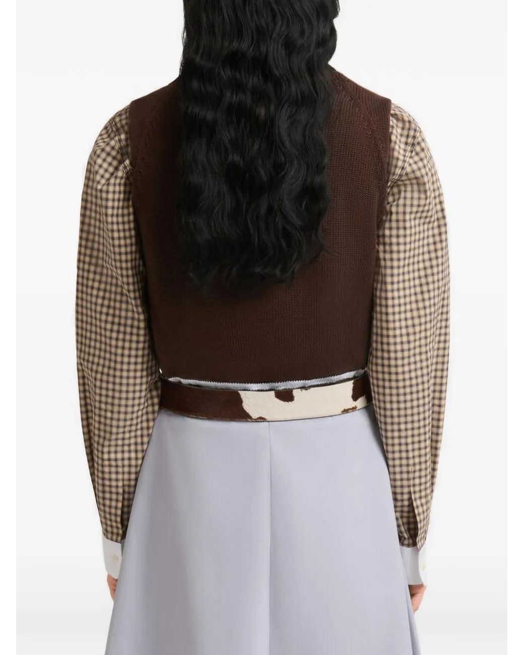 Marni Brown Cotton Vest With Contrast Neck