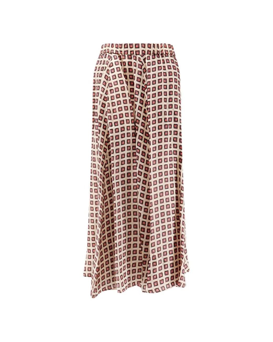 Aspesi Natural Geometric-Print Elasticated-Waist Maxi Skirt