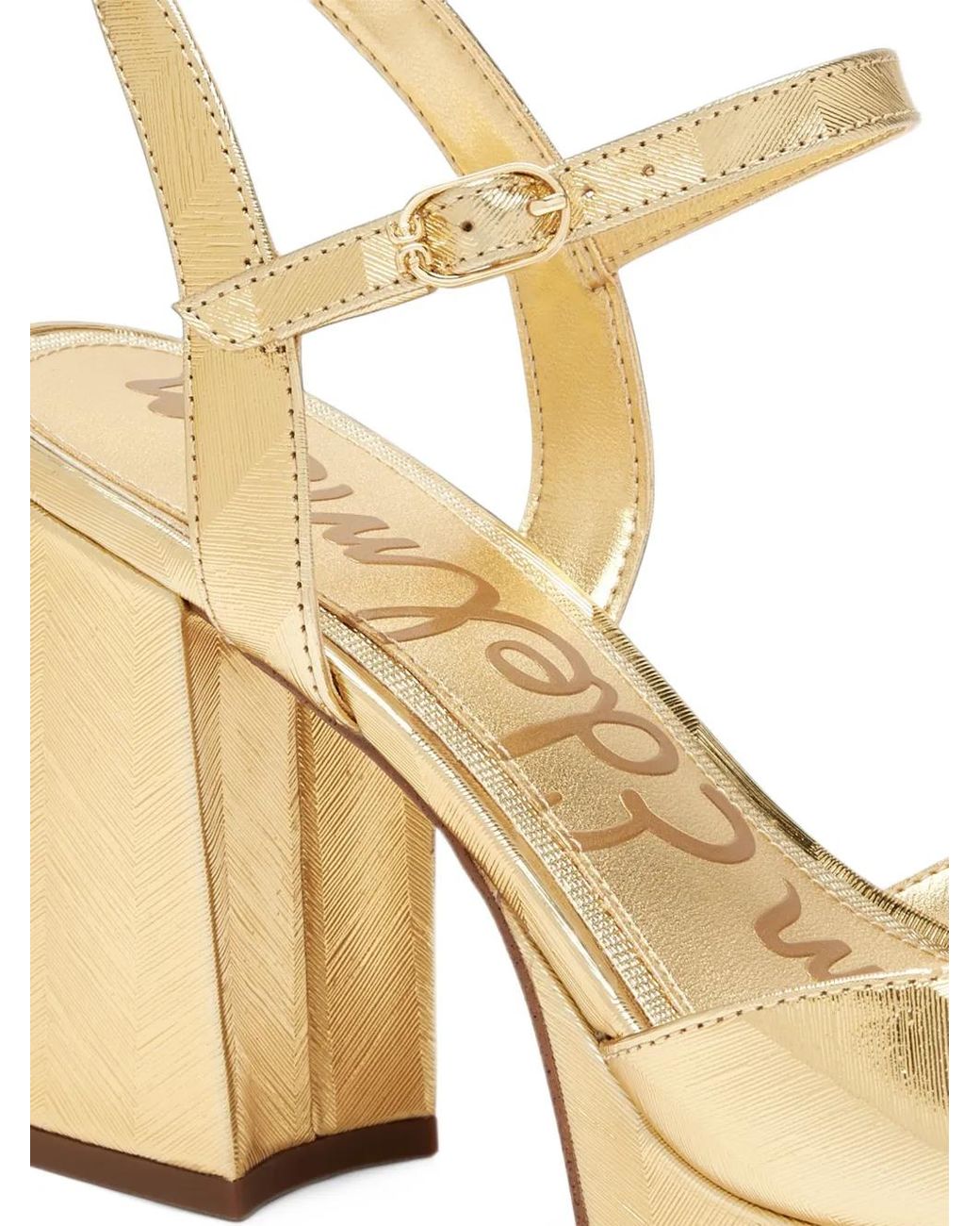 Sam Edelman Metallic Fleur Chevron-Textured Platform Sandals