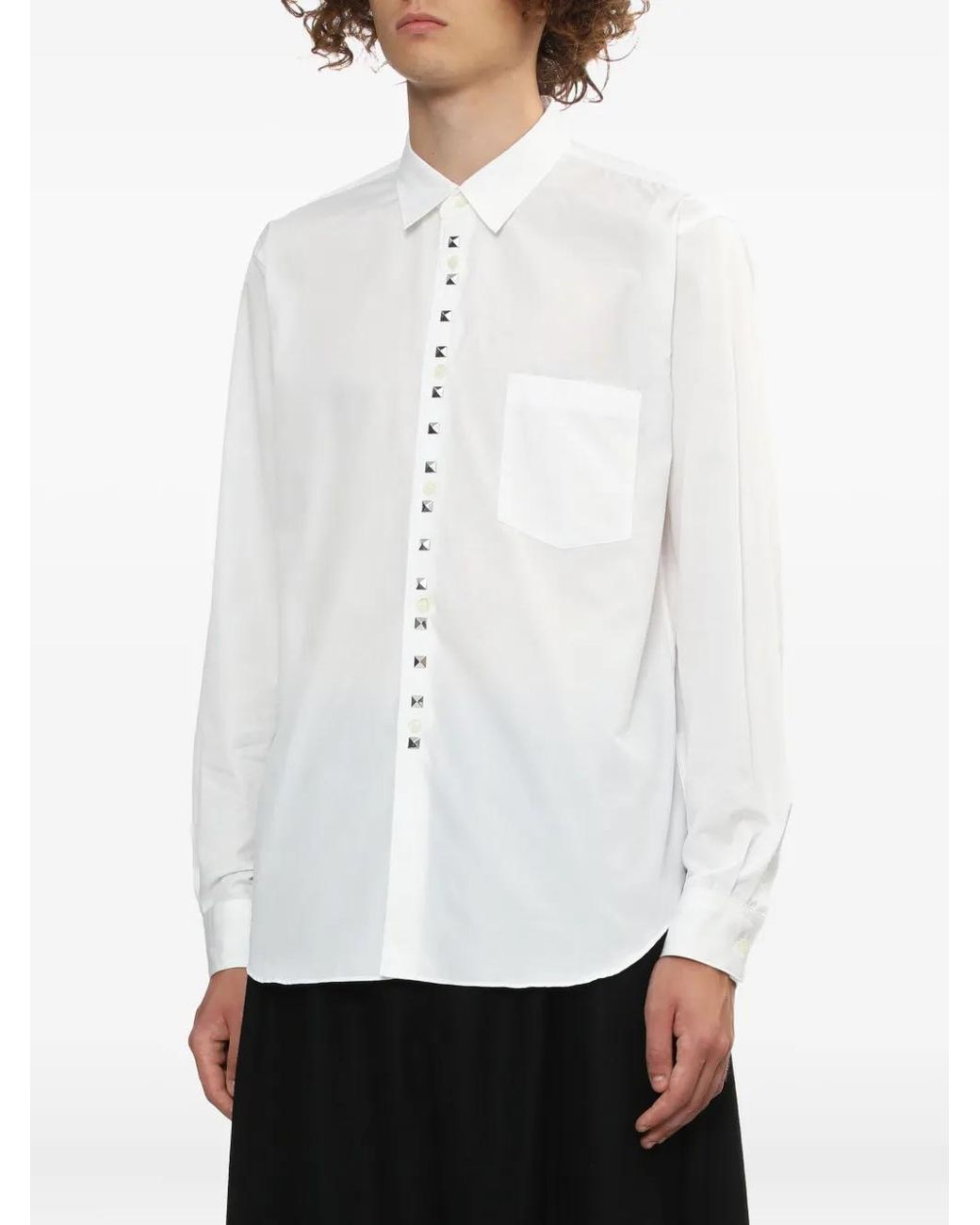 COMME DES GARÇON BLACK White Stud Button Shirt for men
