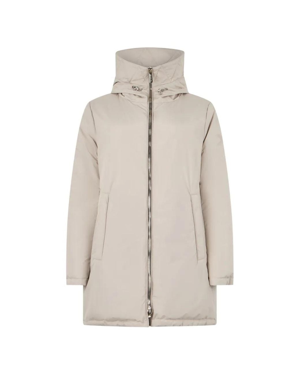 Moorer Natural Ivory-Str Padded Hooded Coat