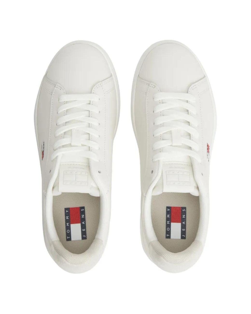 Tommy Hilfiger White Logo-Patch Leather Sneakers