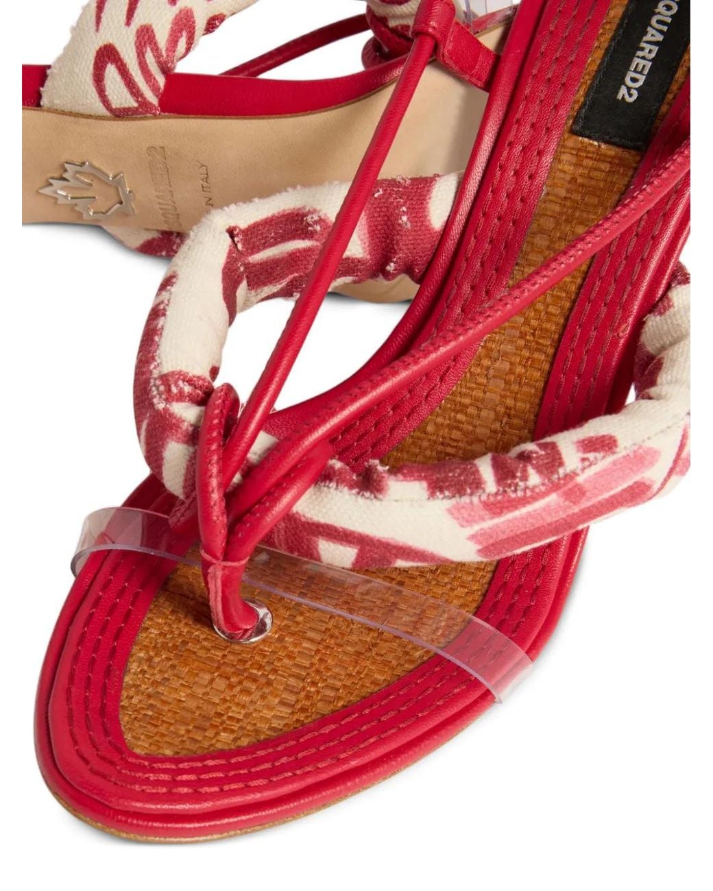 DSquared² Red Rebel Hibiscus Heeled Sandals