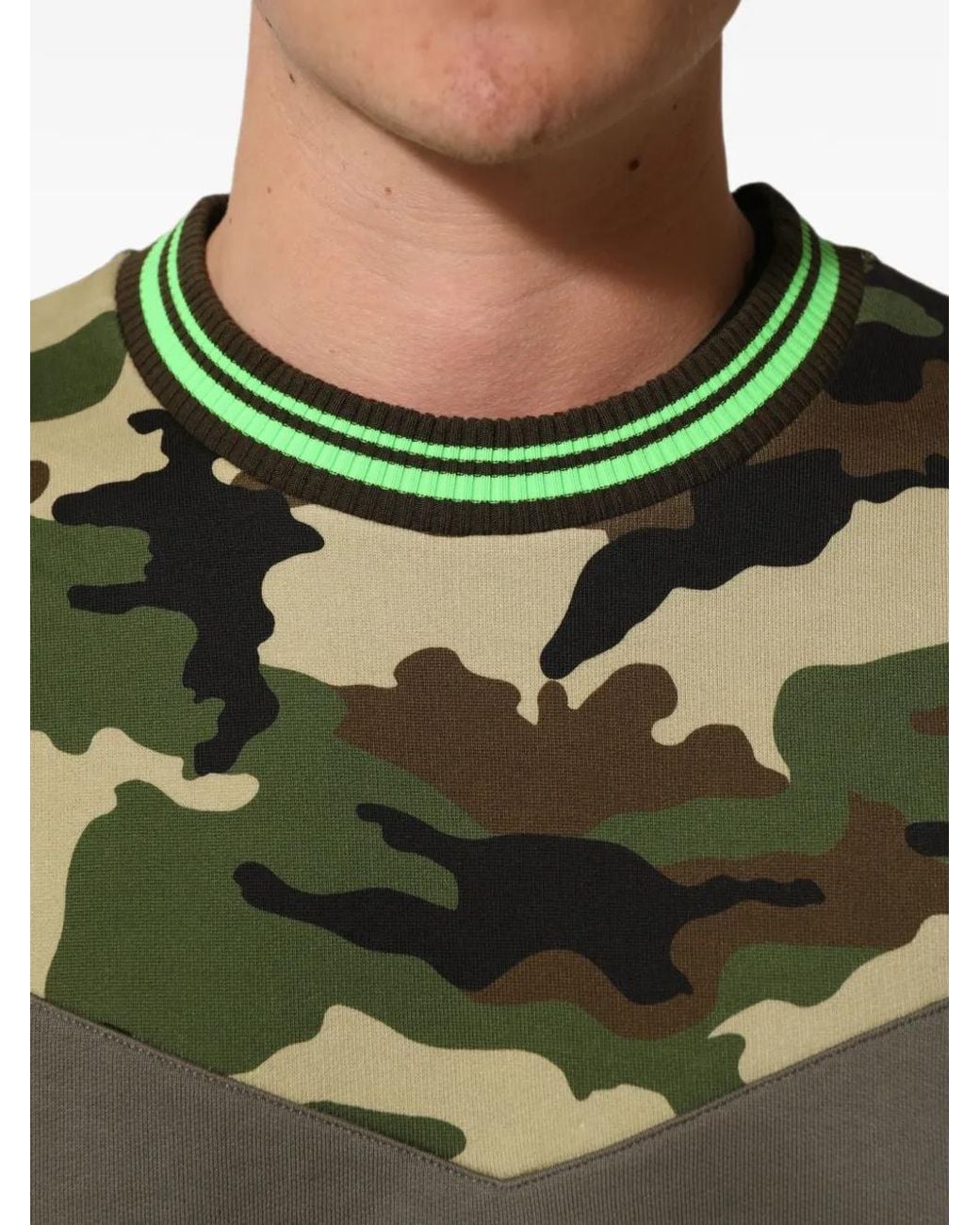 Dolce & Gabbana Green Camouflage-Print Heart-Patch Sweatshirt for men