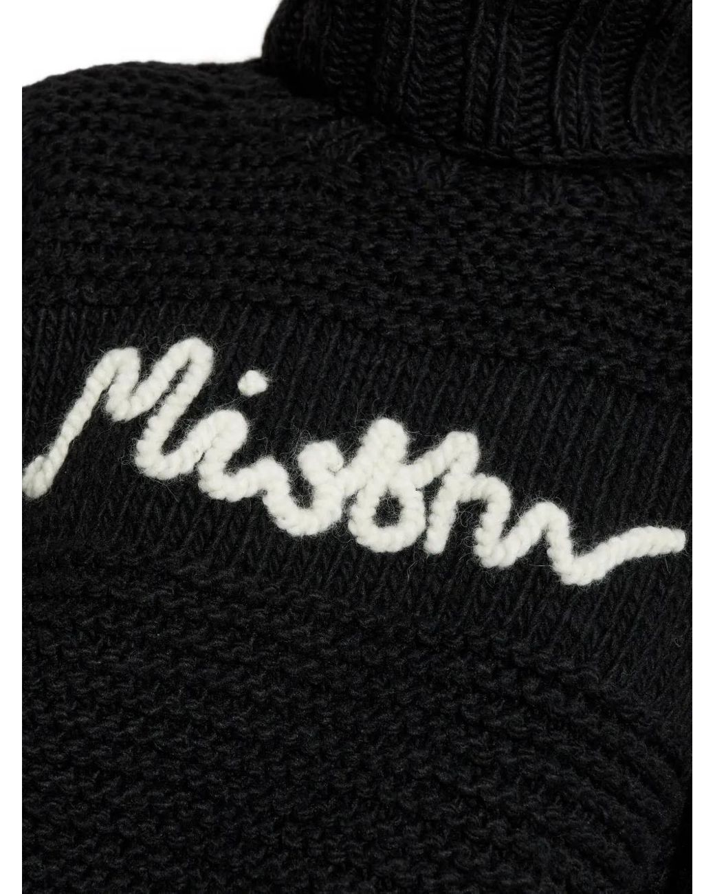M I S B H V Black Roll-Neck Logo-Detail Sweater