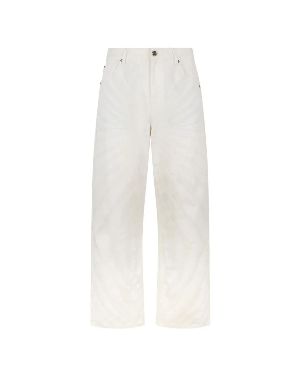 Roberto Cavalli White Ray-Print Straight-Leg Jeans for men