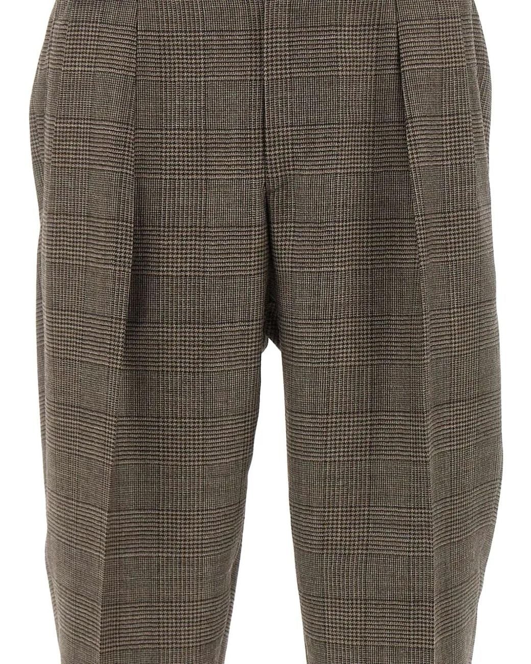 Briglia 1949 Gray Prince Of Wales Check Pleated Trousers for men