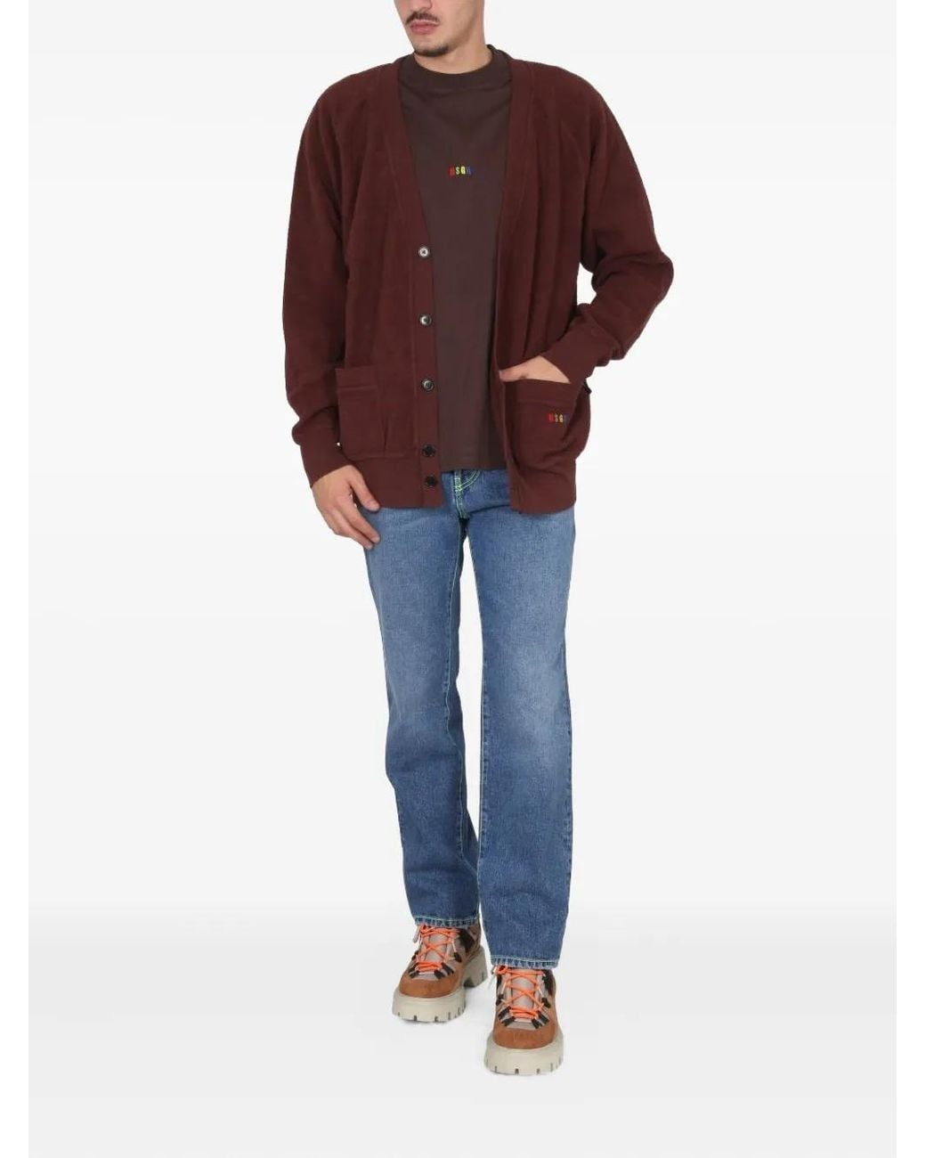 MSGM Red Cotton Cardigan for men