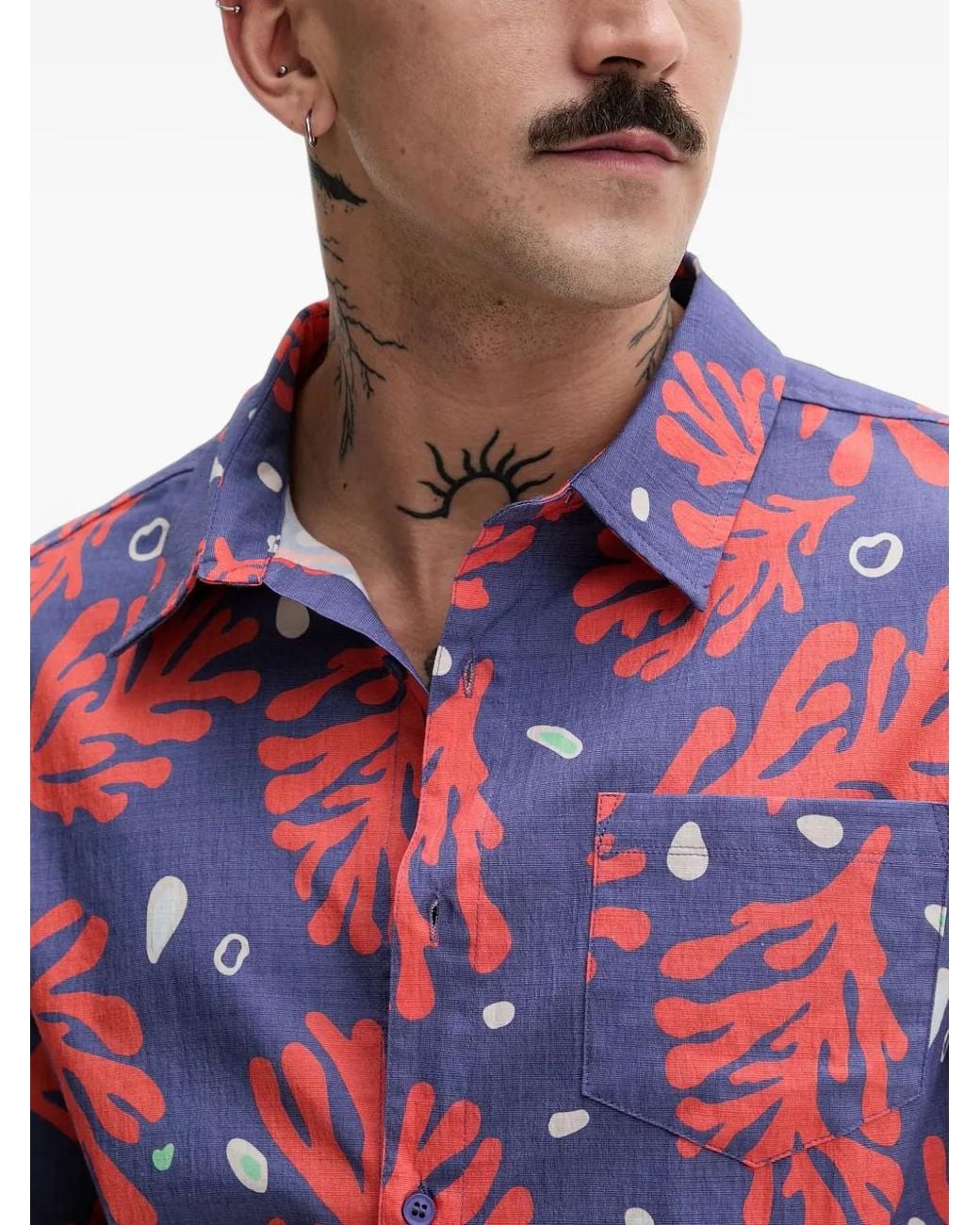 Hurley Red Coral-Print Short-Sleeve Shirt for men