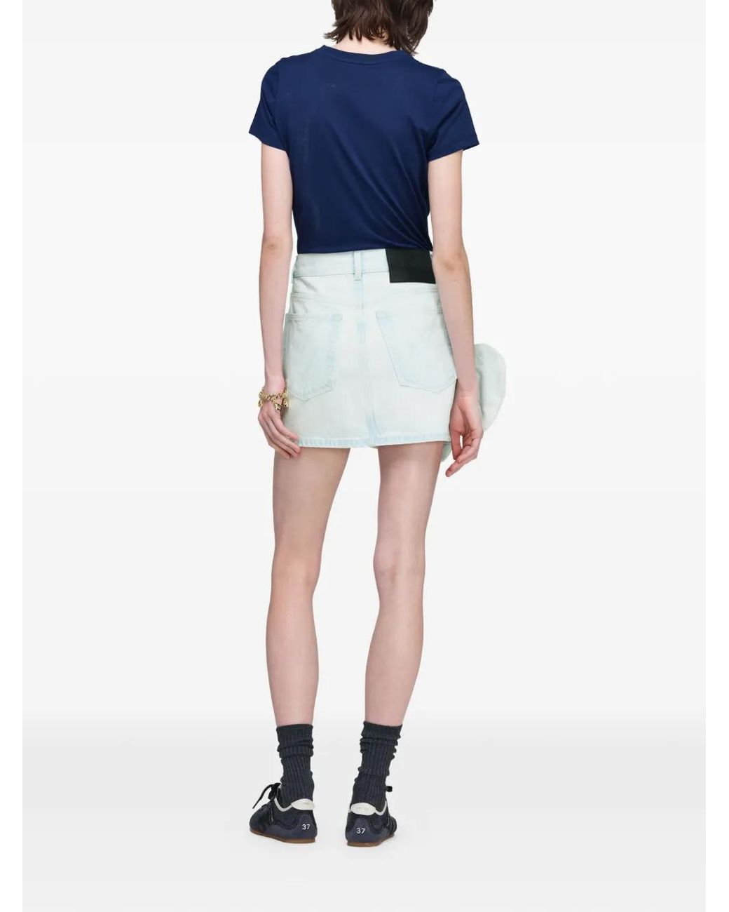 Marc Jacobs Blue Daisy-Appliqué Denim Skirt