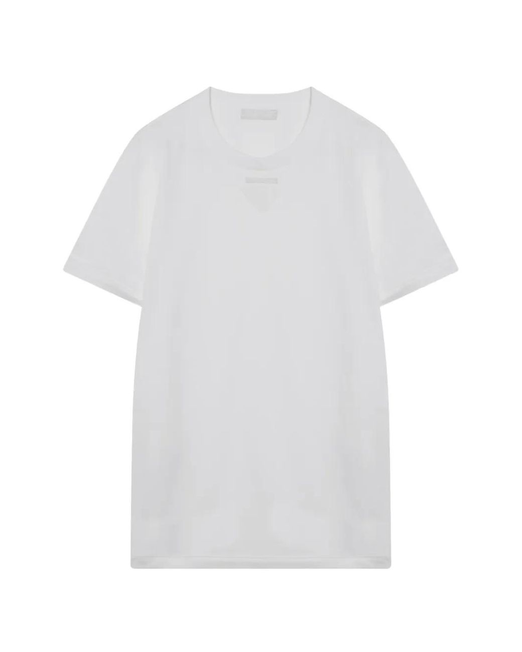 Prada White Logo-Patch Crew-Neck T-Shirt for men