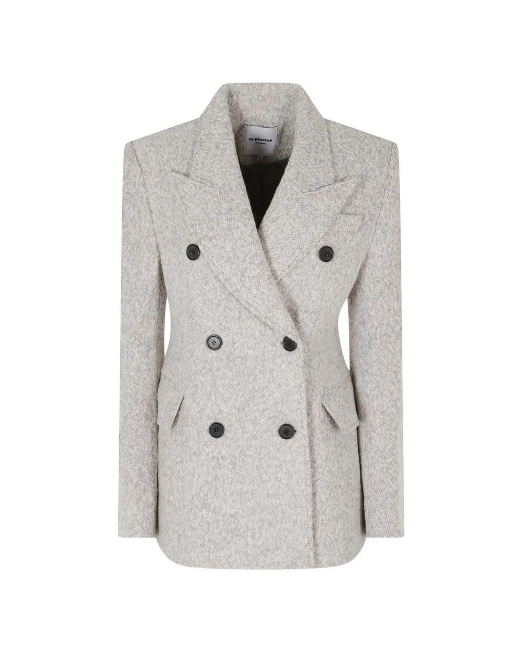 LA PISCINE Gray Double-Breasted Blazer