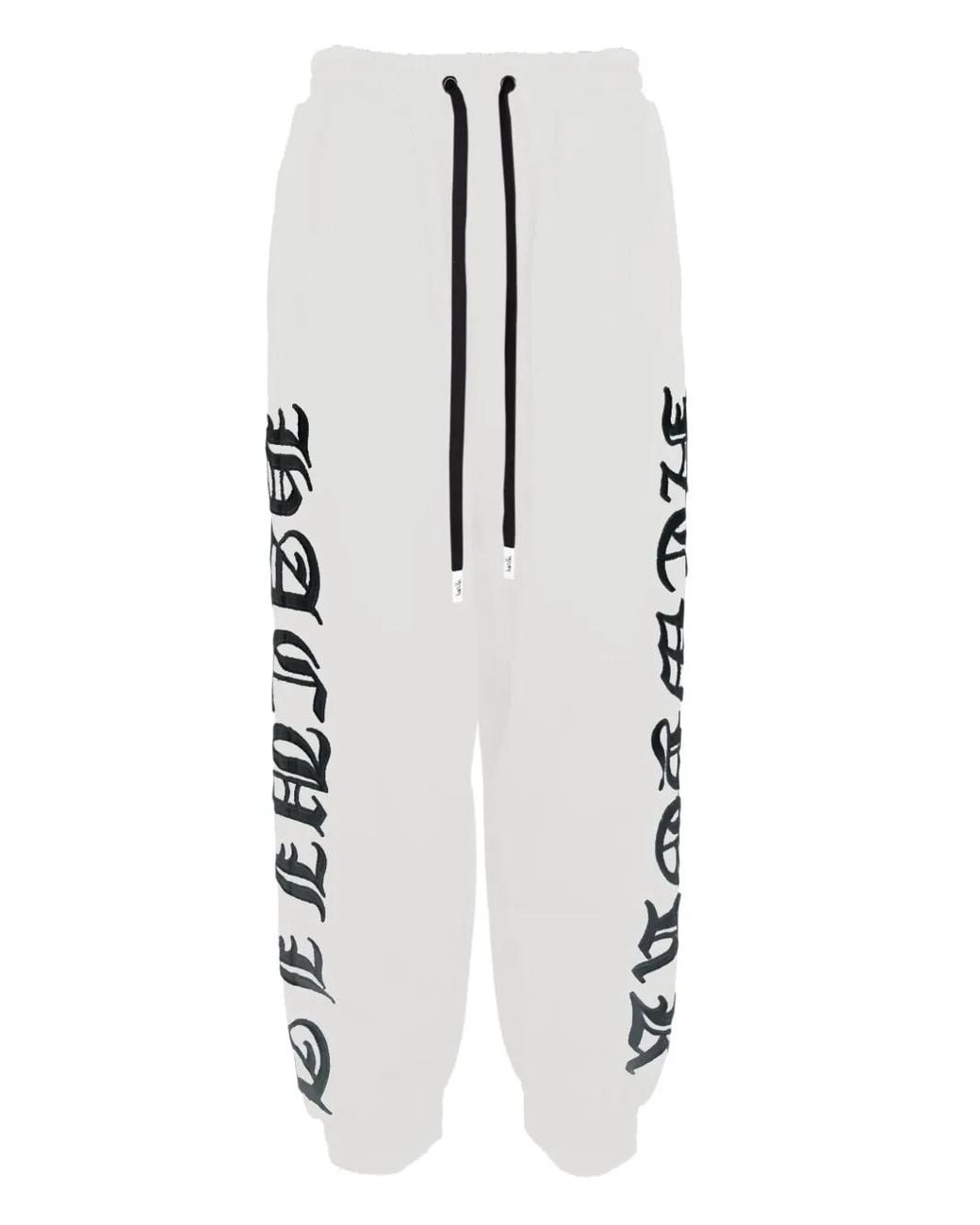 Haculla White Embroidered-Leg Joggers for men