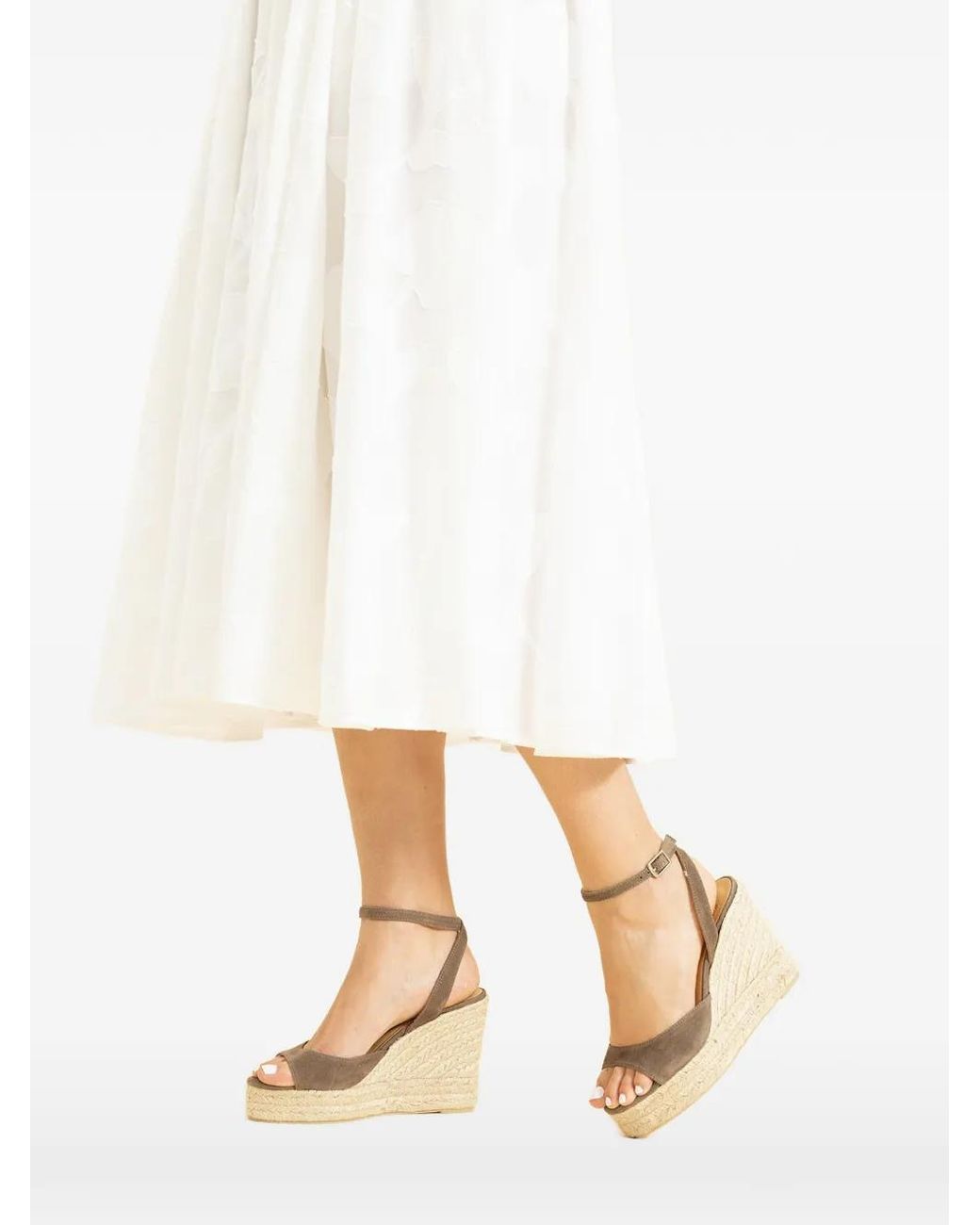 Castaner Natural Ankle-Strap Wedge Sandals