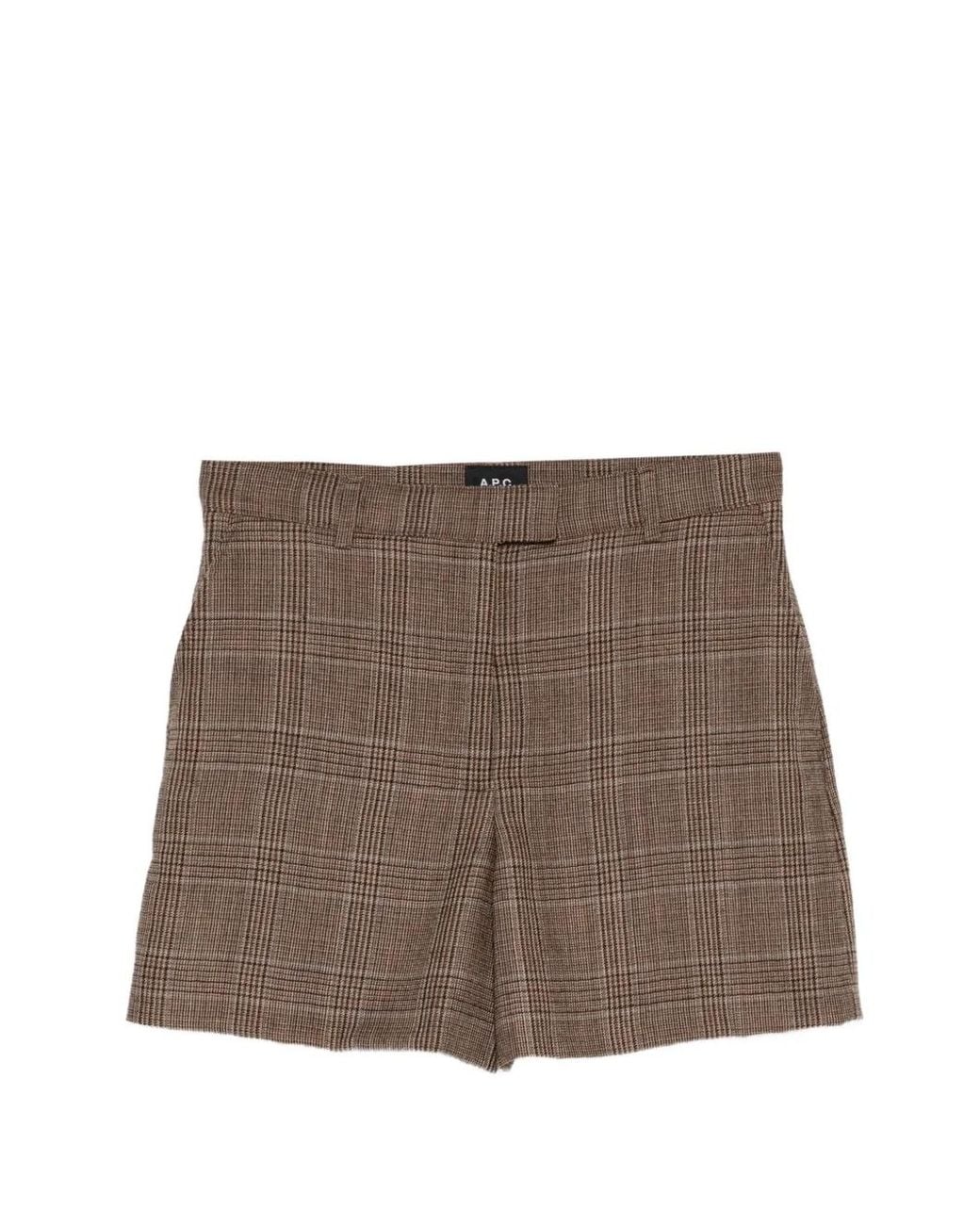 A.P.C. Brown Checked Wool Shorts
