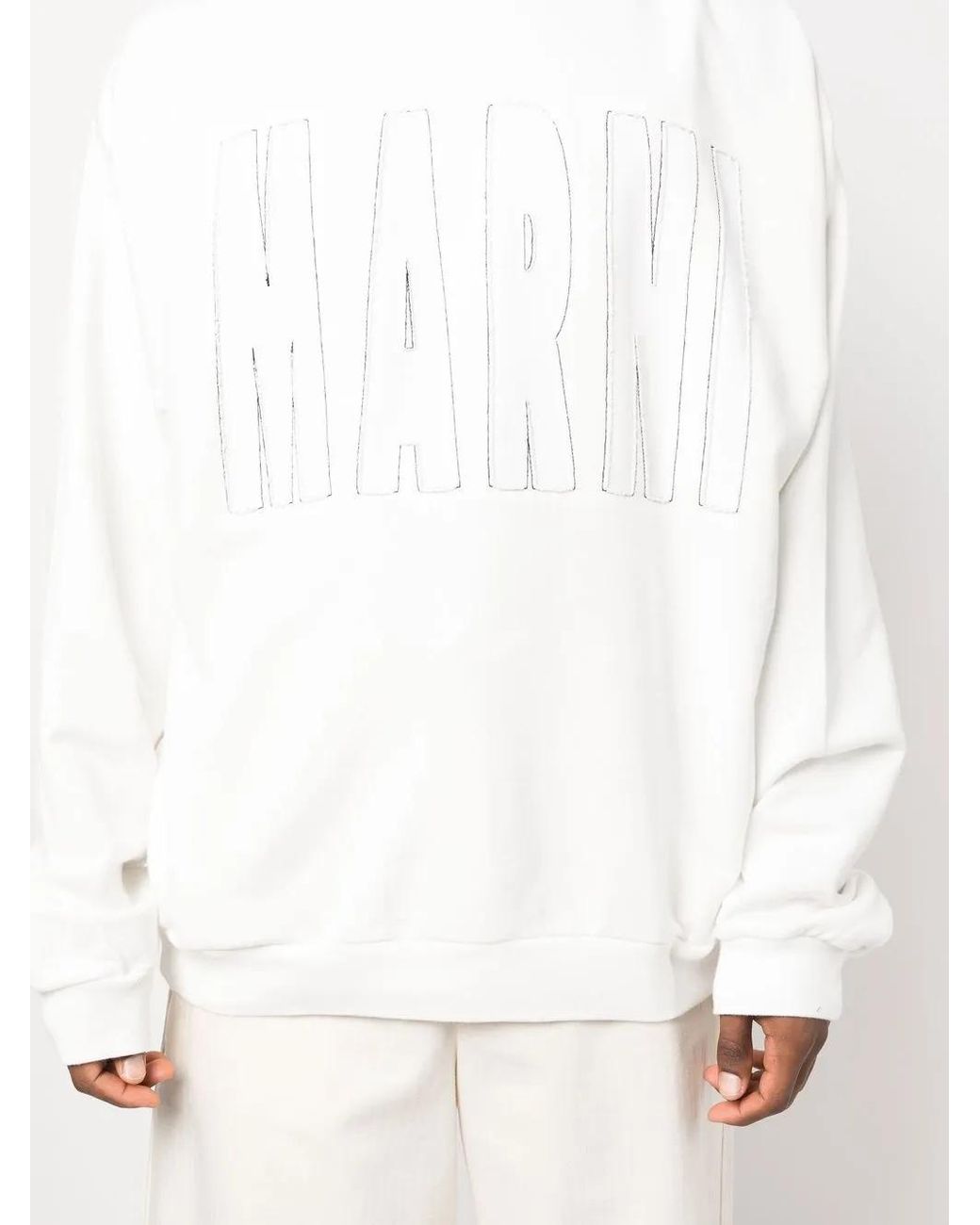 Sudadera con capucha y logo Marni de hombre de color White