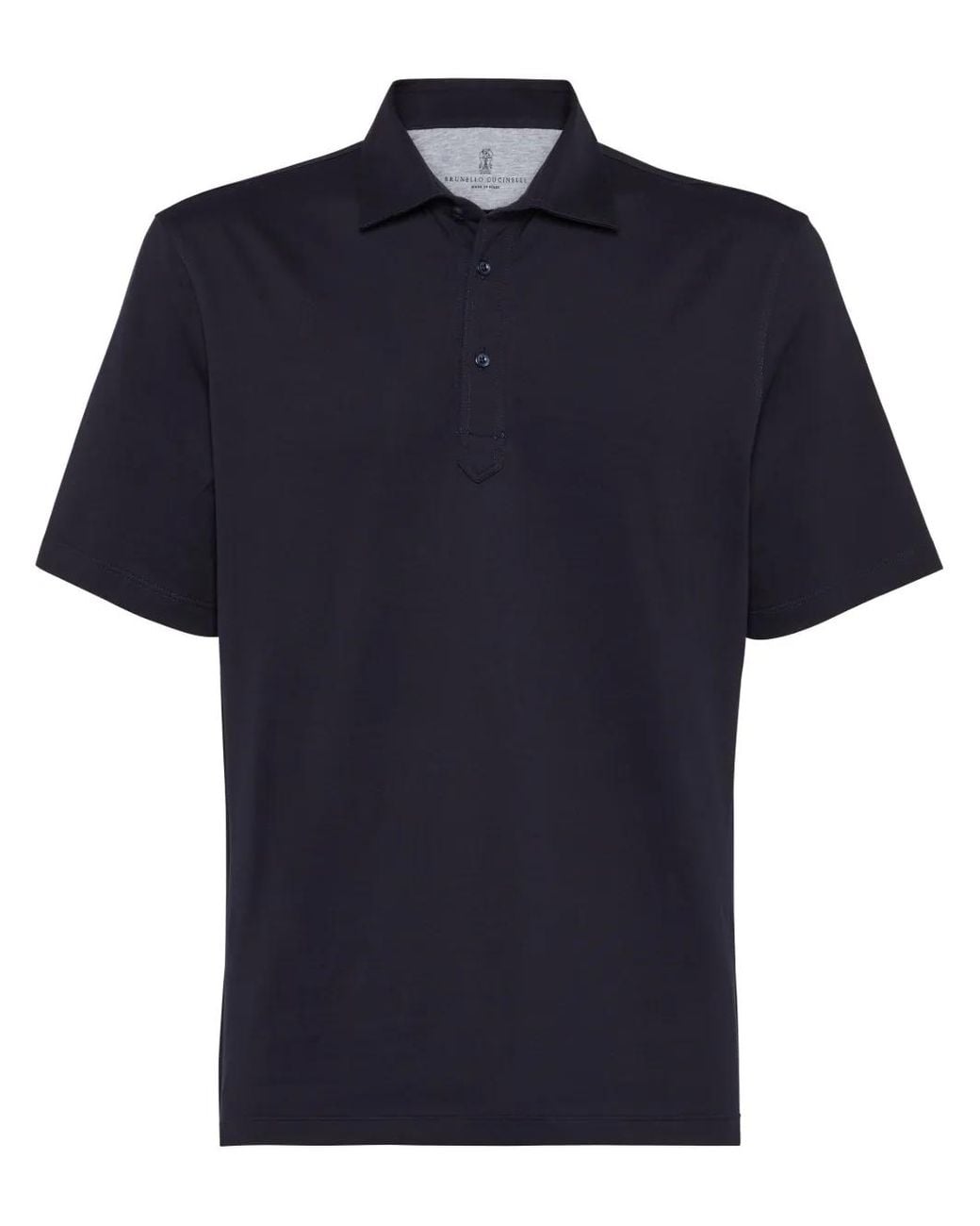 Brunello Cucinelli Blue Short-Sleeve Cotton Polo Shirt for men