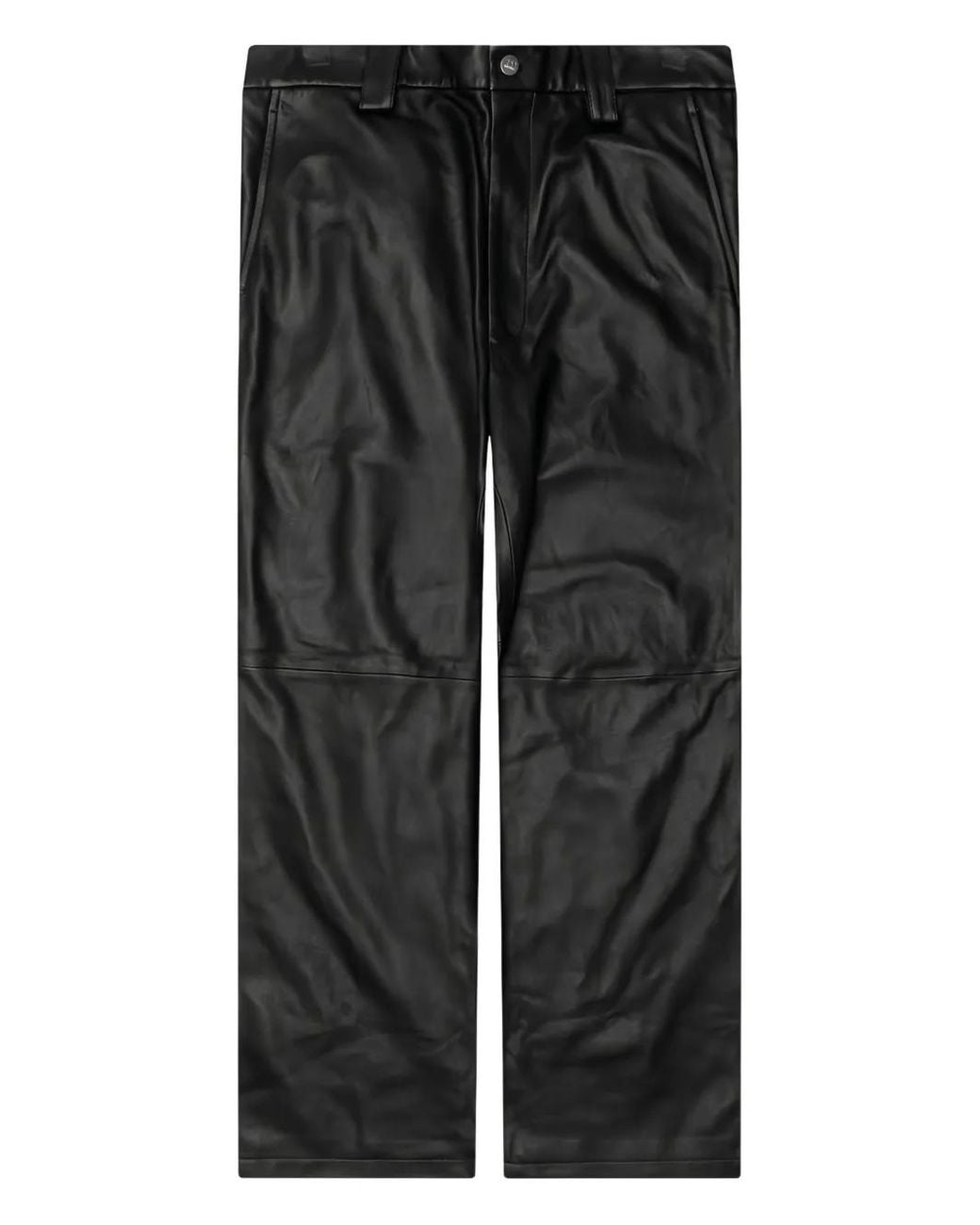 NAHMIAS Black Leather Trousers for men