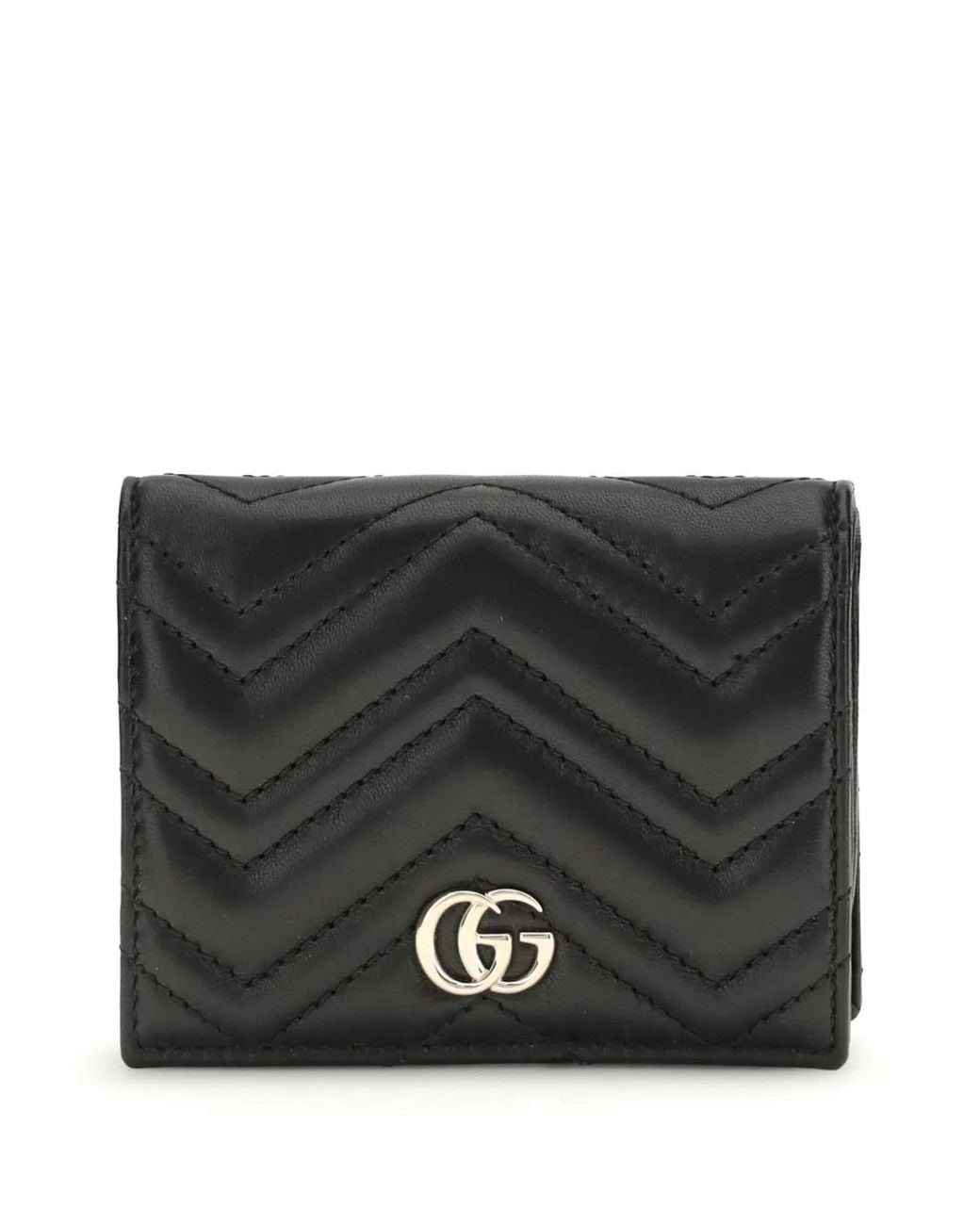Gucci Black Gg Marmont Card Case Wallet