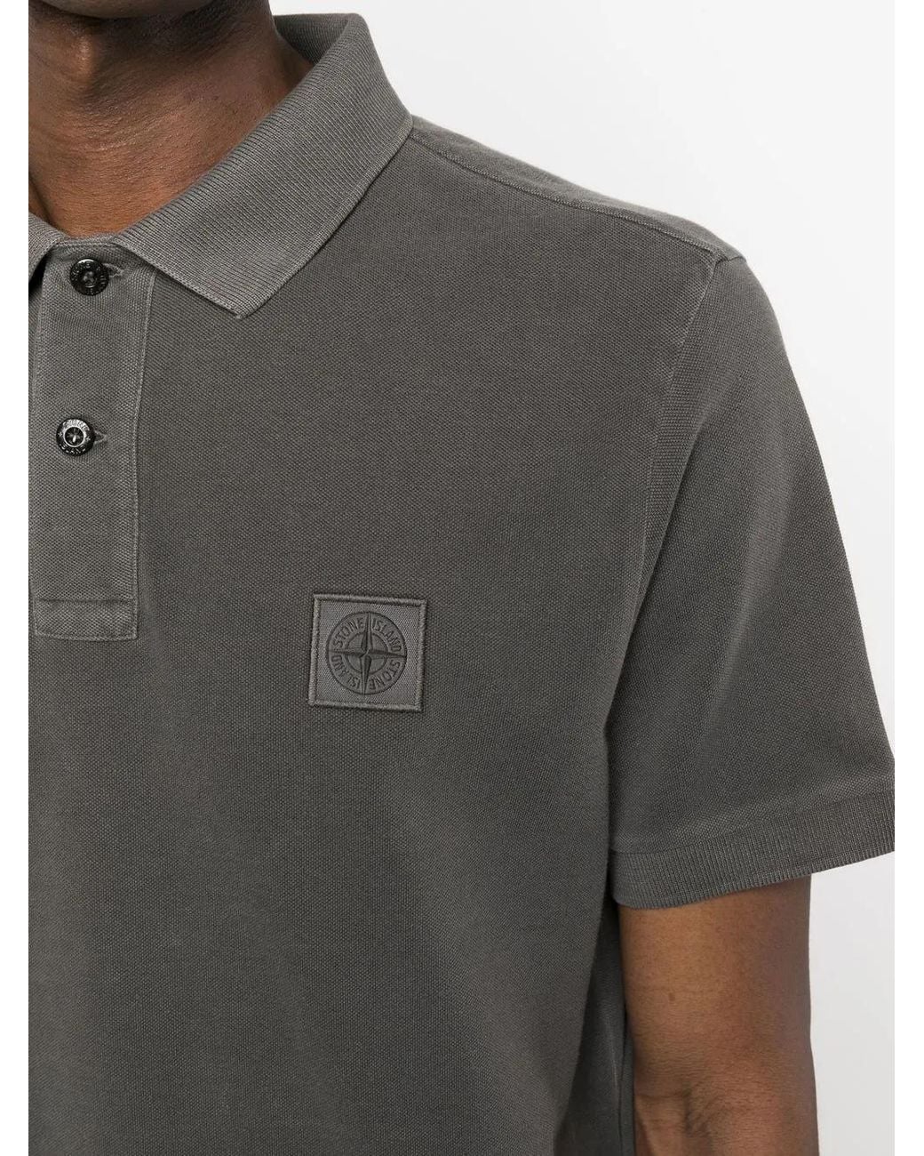 Stone Island Gray Anthracite Pigment Dyed Slim Fit Polo Shirt for men