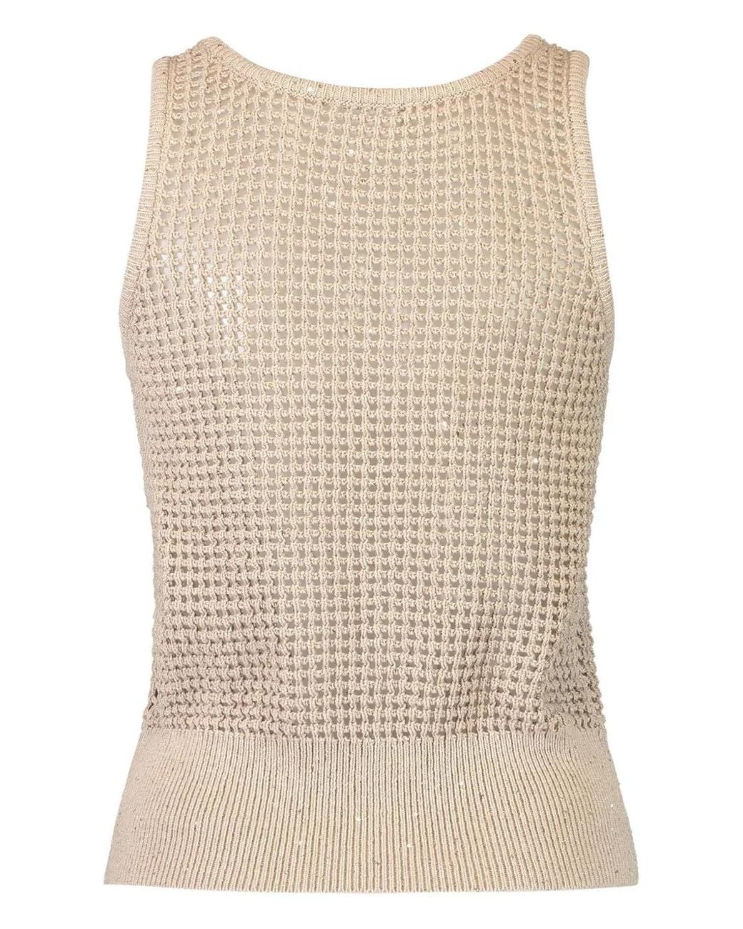 Brunello Cucinelli Natural Scoop-Neck Top