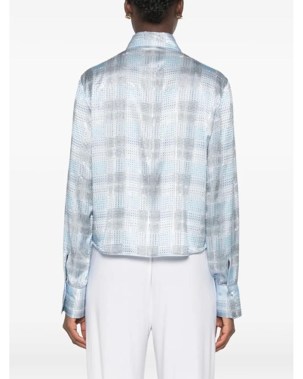 Ermanno Scervino Blue Crystal-Embellished Checked Shirt