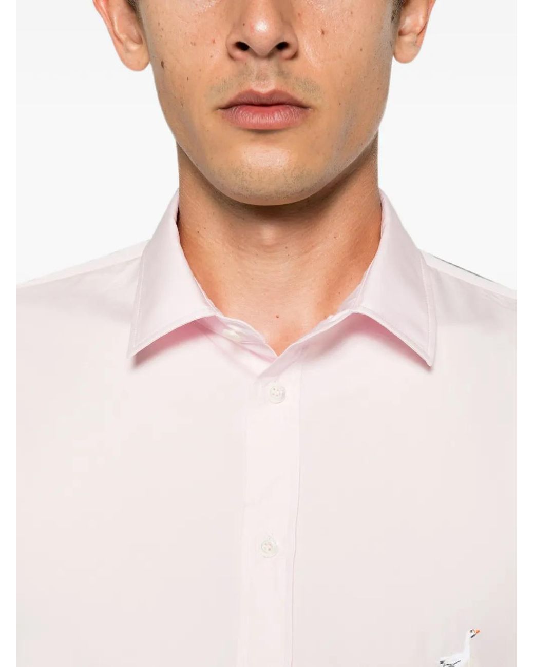 Moschino Pink Embroidered Silk-Nylon Shirt for men