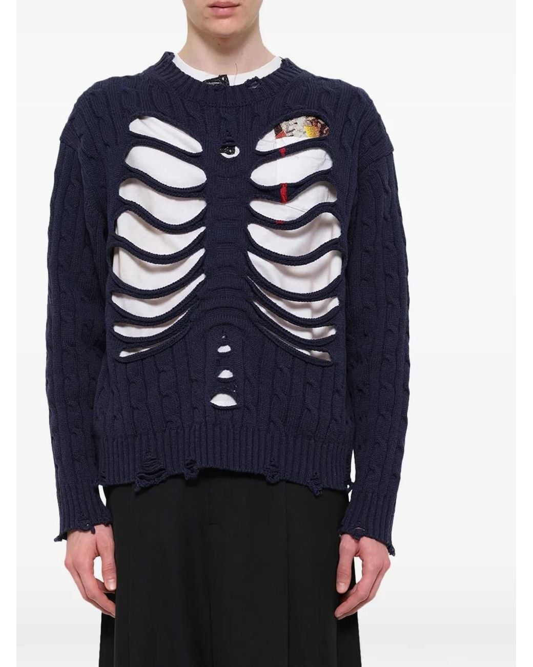 Doublet Blue Cable-Knit Sweater for men