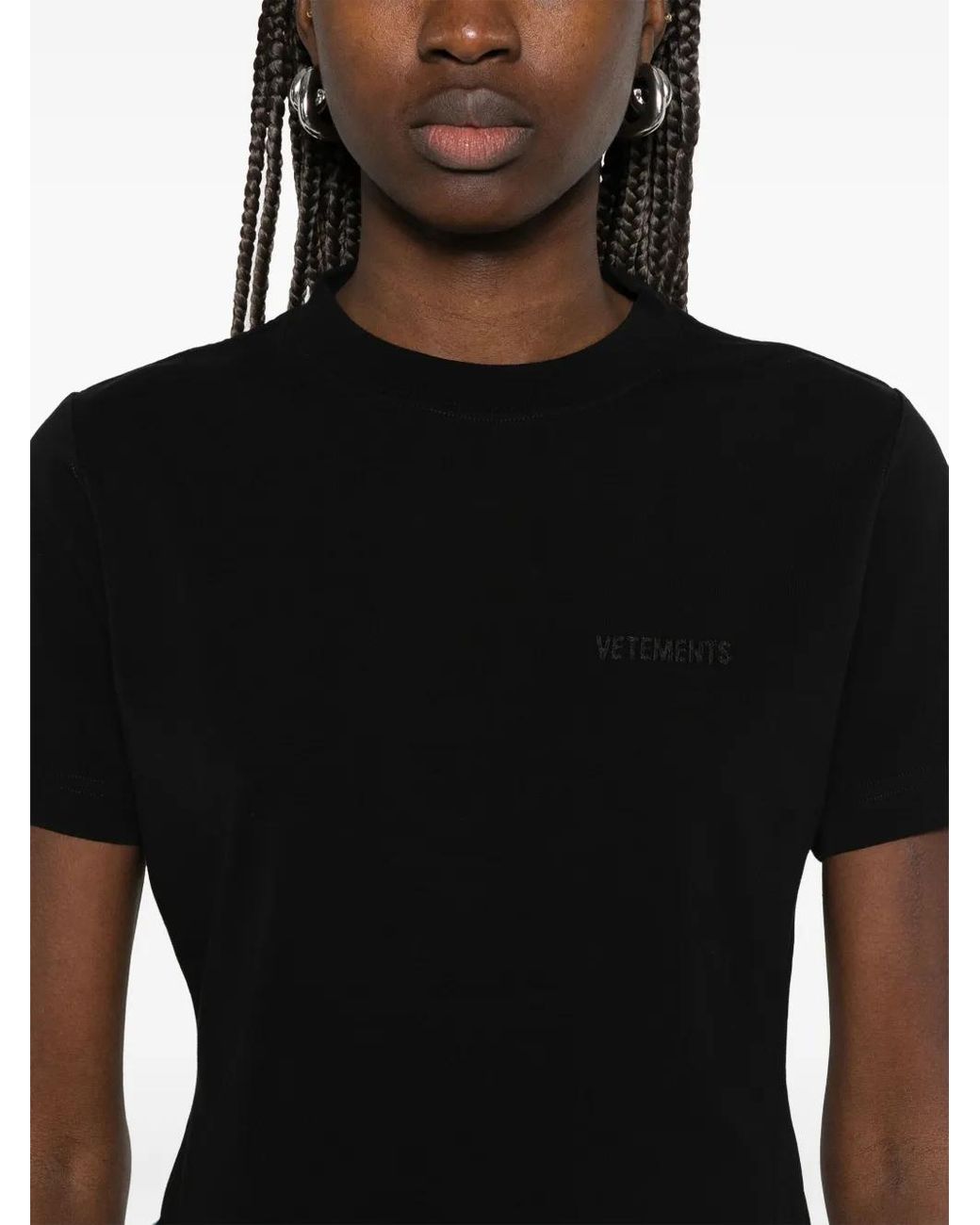 Vetements Black Logo-Embroidered T-Shirt