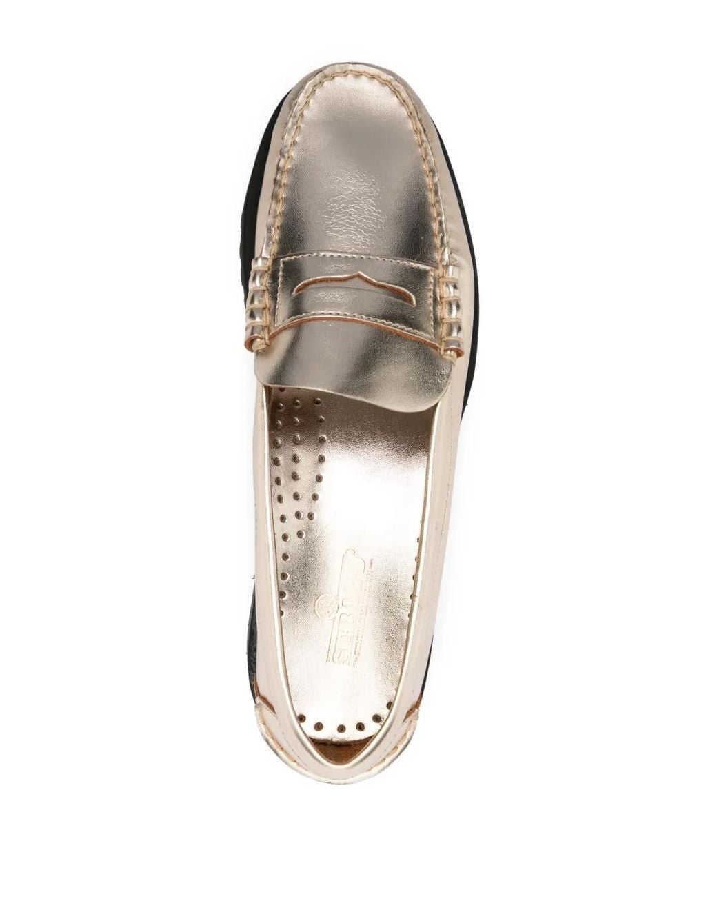 Sebago White Dan 20Mm Metallic Leather Loafers