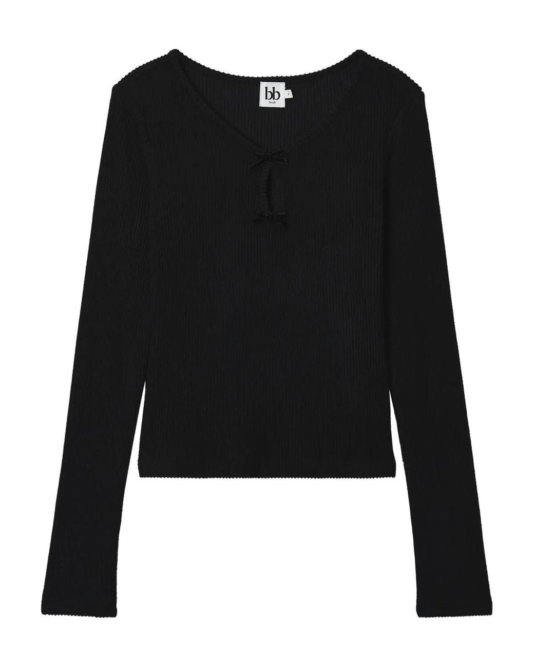 B+ AB Black Haut Côtelé À Manches Longues