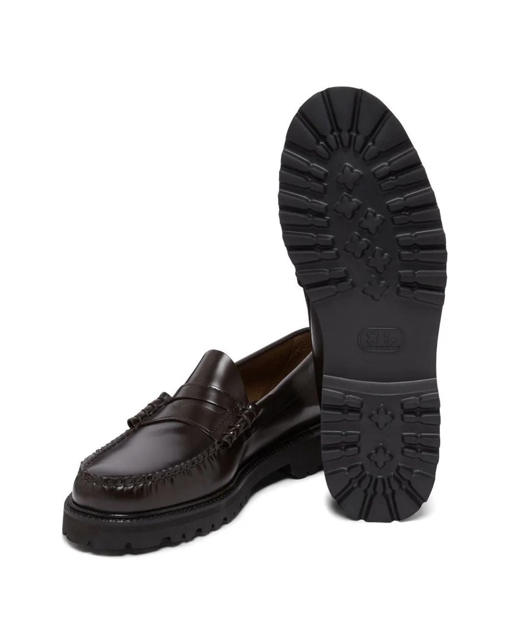 G.H.BASS Black Weejuns Lug Larson Penny Loafers for men