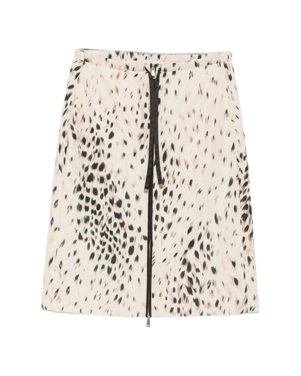 Moncler White Leopard-Print Zip-Front Skirt