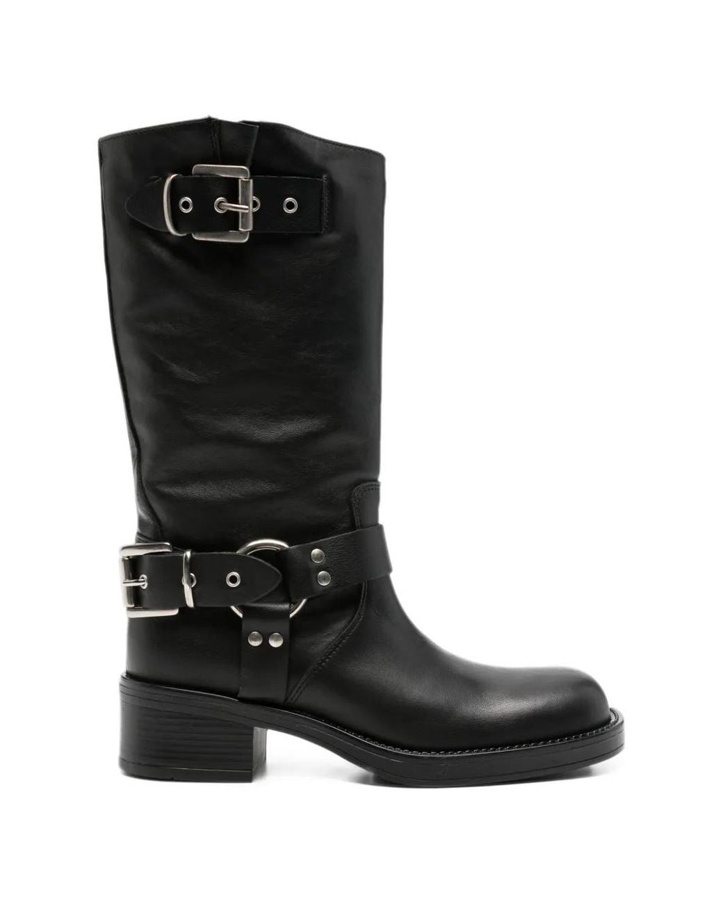 GISEL B Black Chester Buckle-Strap Boots