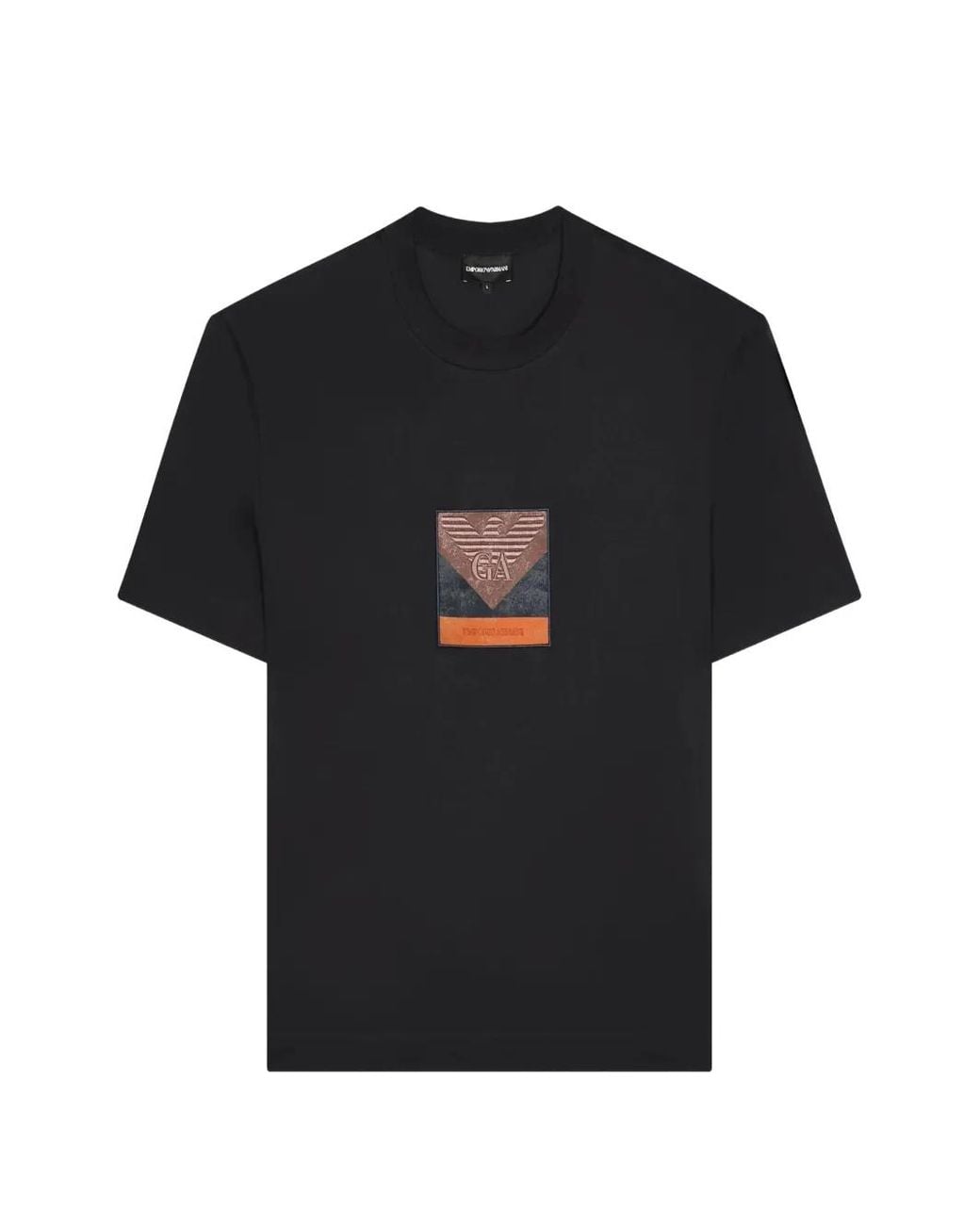 Emporio Armani Black Logo-Patch T-Shirt for men