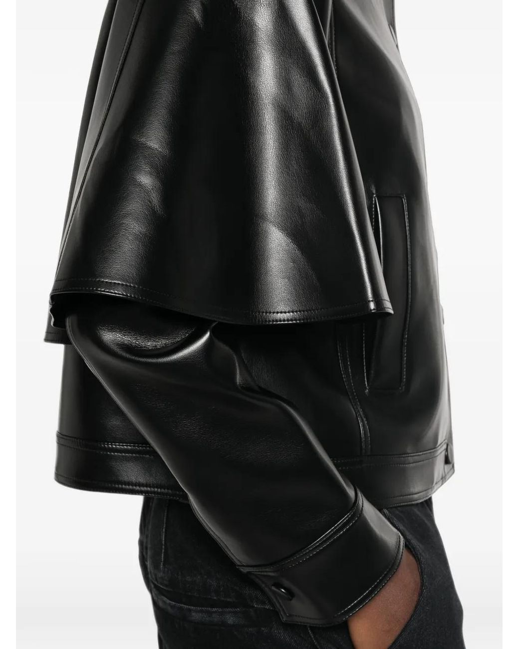 Twinset Black Faux Leather Cape Jacket